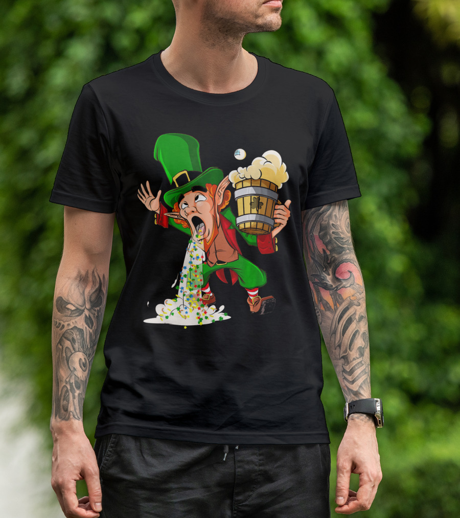 Funny Puking Leprechaun St Patrick's Day Beer T-Shirt