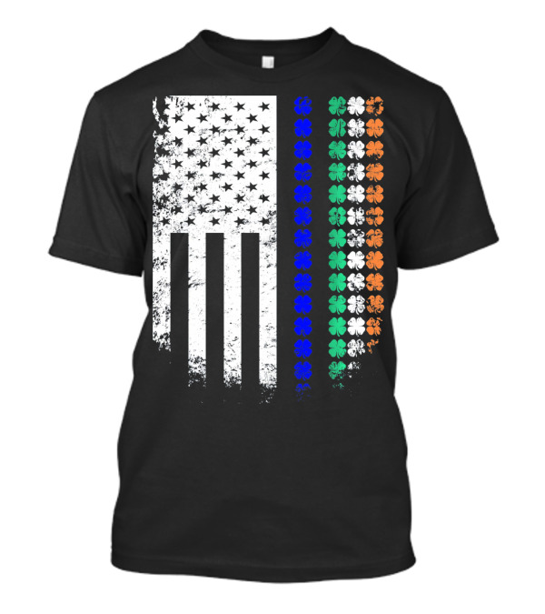 American Flag Irish Police Officer Shamrock Line T-Shirt