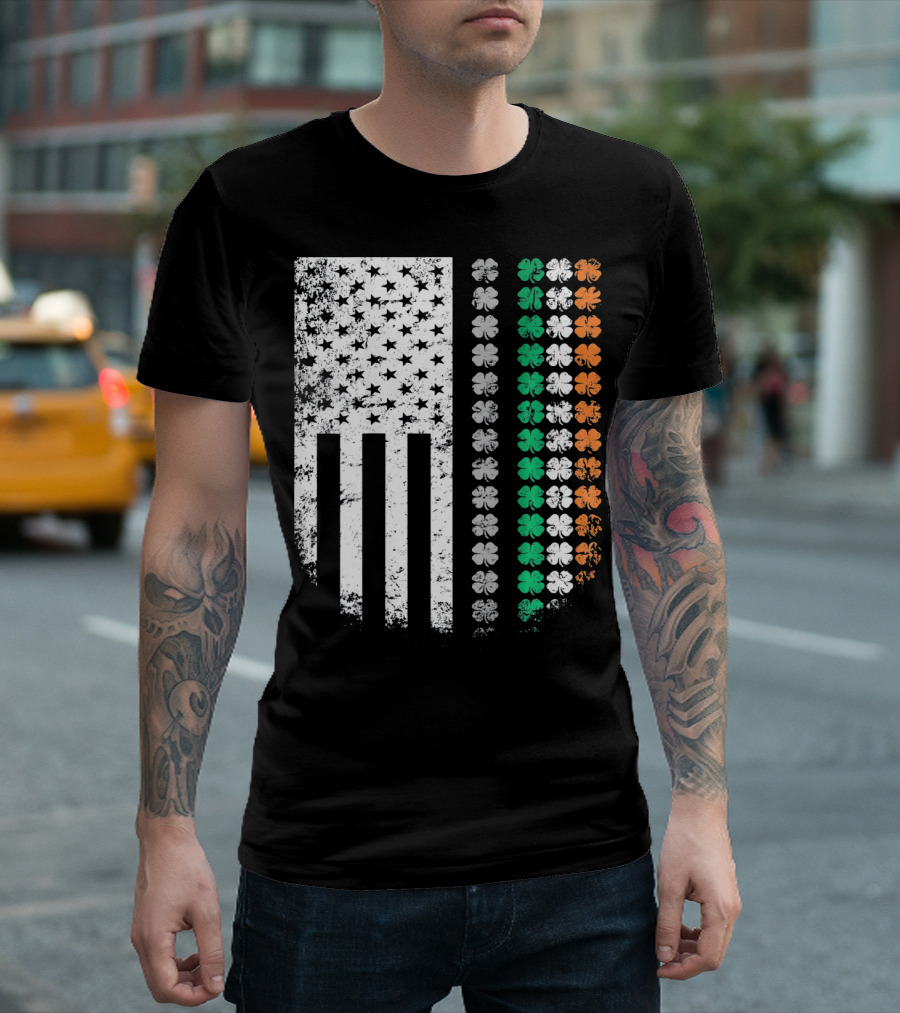 St Patricks Day Shamrock Flag Irish American T-Shirt