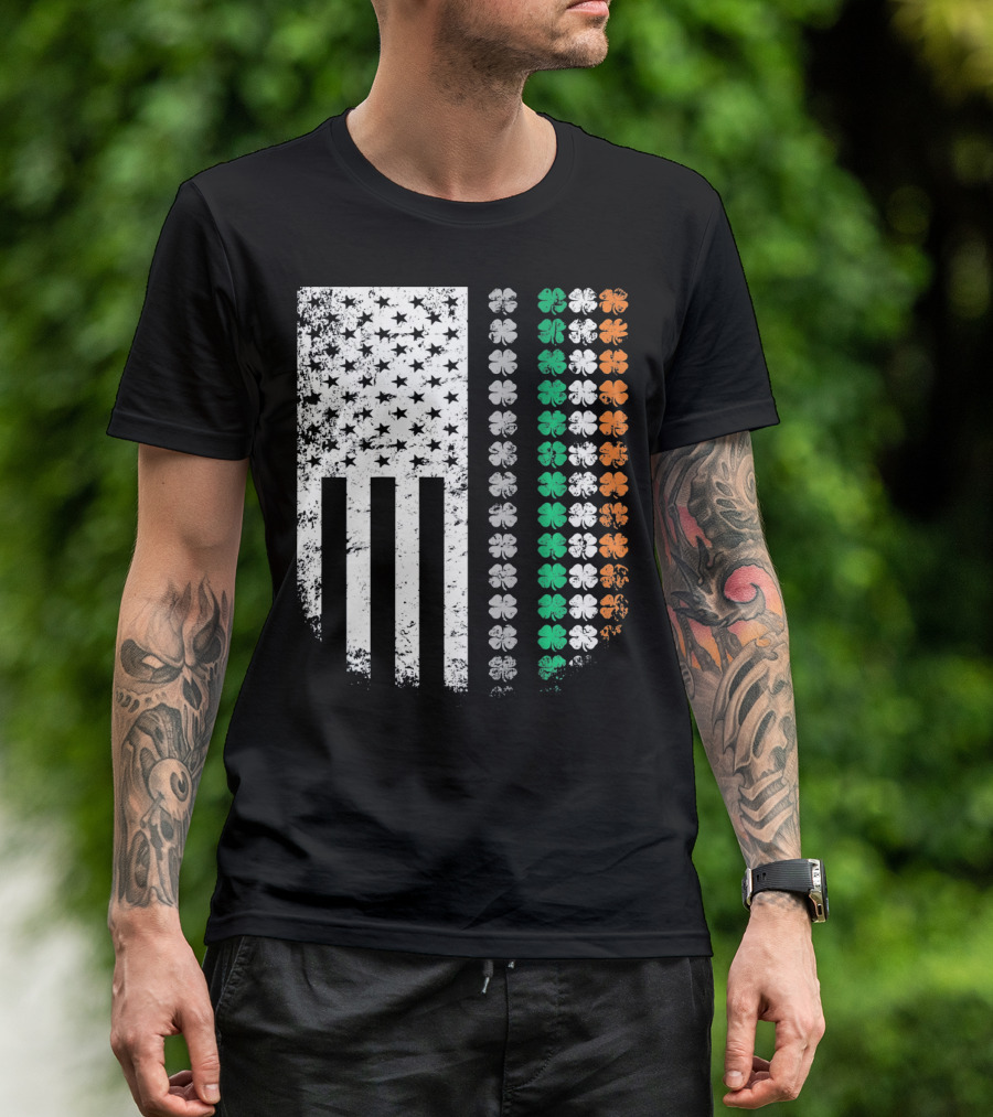 St Patricks Day Shamrock Flag Irish American T-Shirt