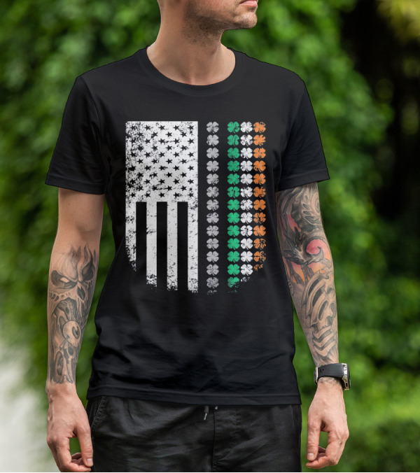 St Patricks Day Shamrock Flag Irish American T-Shirt