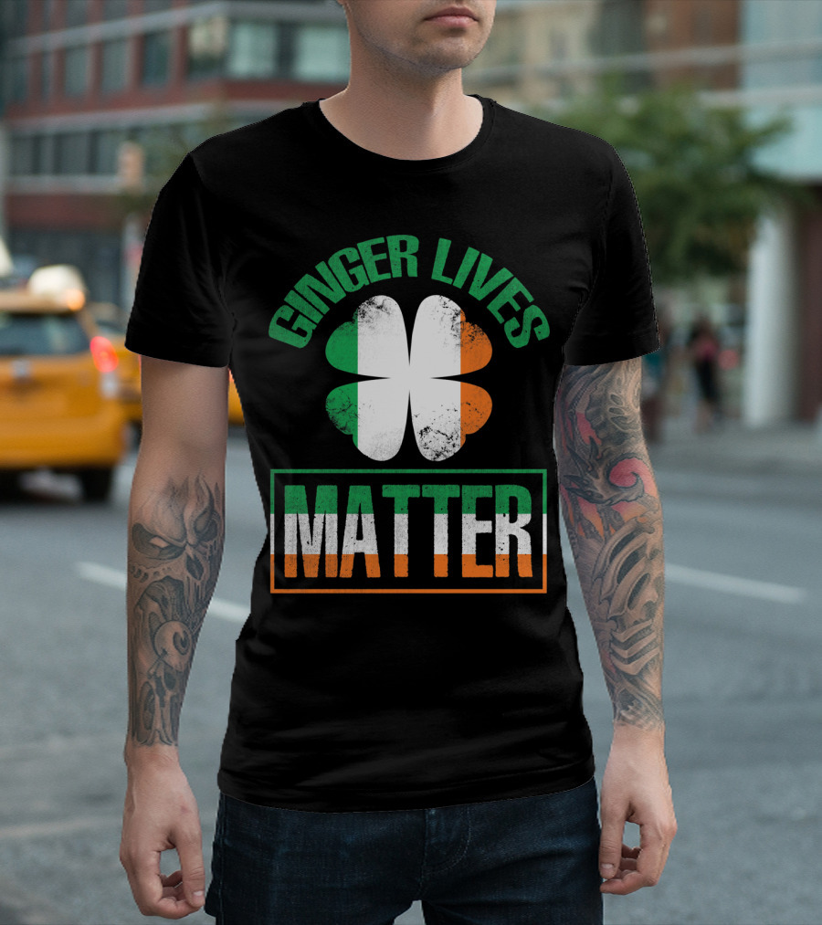 Ginger Lives Matter Irish Flag Shamrock T-Shirt