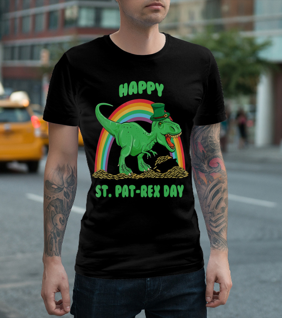 Happy St. Pat-Rex Day Rainbow Dinosaur T-Shirt