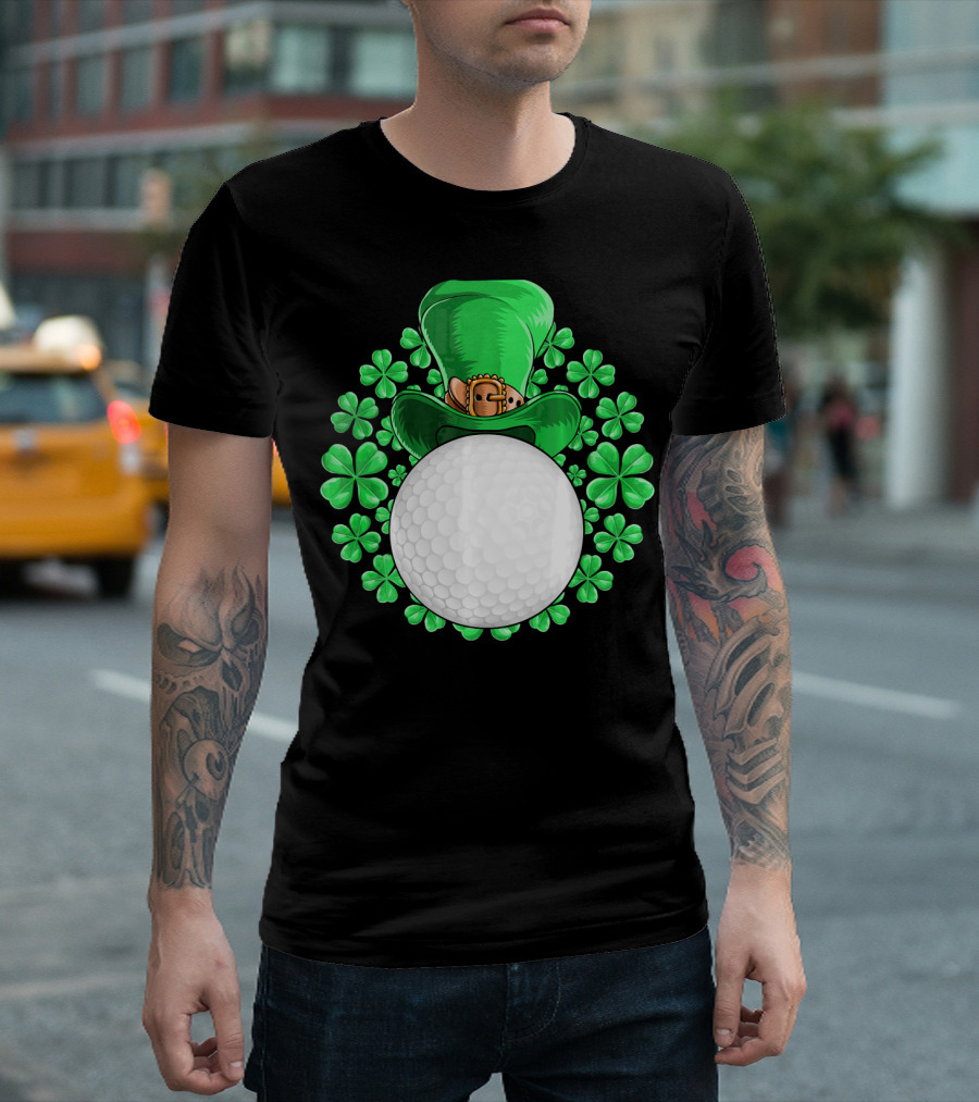 St Patricks Day Golfing Shamrock Hat Golf Ball T-Shirt