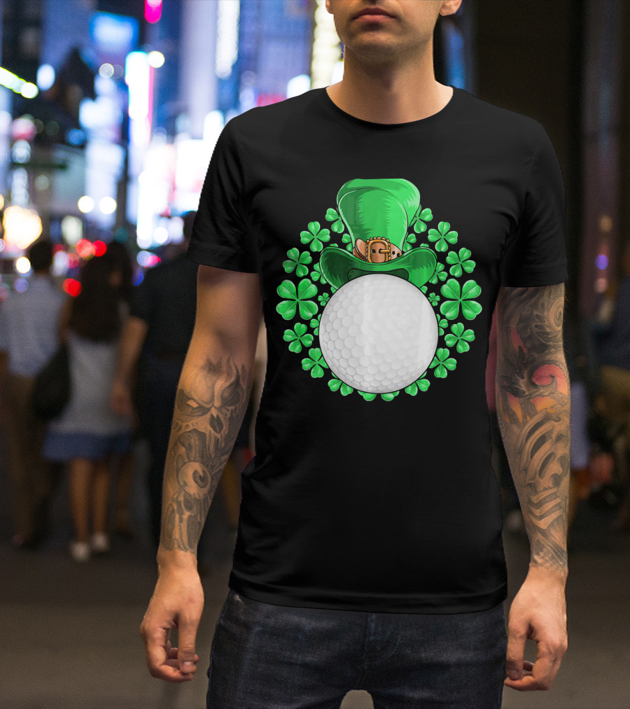 St Patricks Day Golfing Shamrock Hat Golf Ball T-Shirt