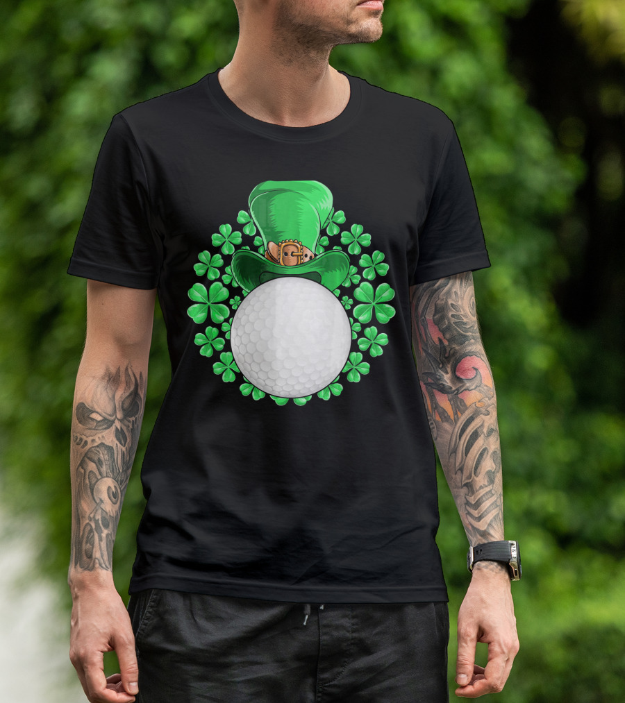 St Patricks Day Golfing Shamrock Hat Golf Ball T-Shirt