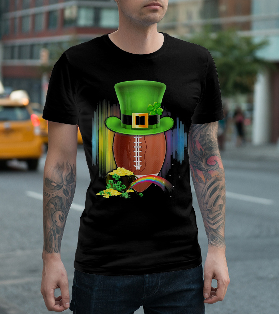 Saint Patricks Day Rugby Leprechaun Coin Rainbow T-Shirt
