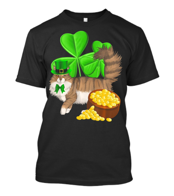 Norwegian Forest Cat Shamrock Gold T-Shirt