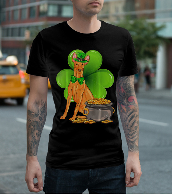 Pharaoh Hound St Patricks Day Leprechaun Clover Pot Of Gold T-Shirt
