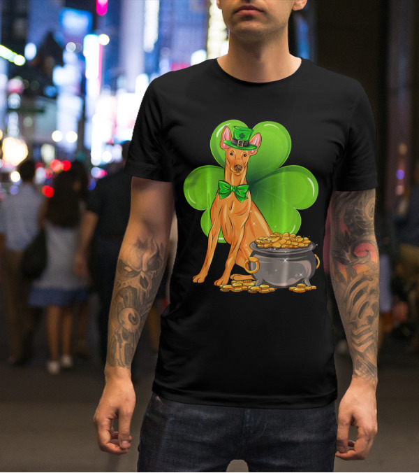 Pharaoh Hound St Patricks Day Leprechaun Clover Pot Of Gold T-Shirt