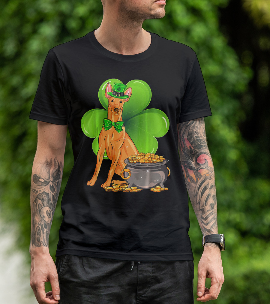 Pharaoh Hound St Patricks Day Leprechaun Clover Pot Of Gold T-Shirt
