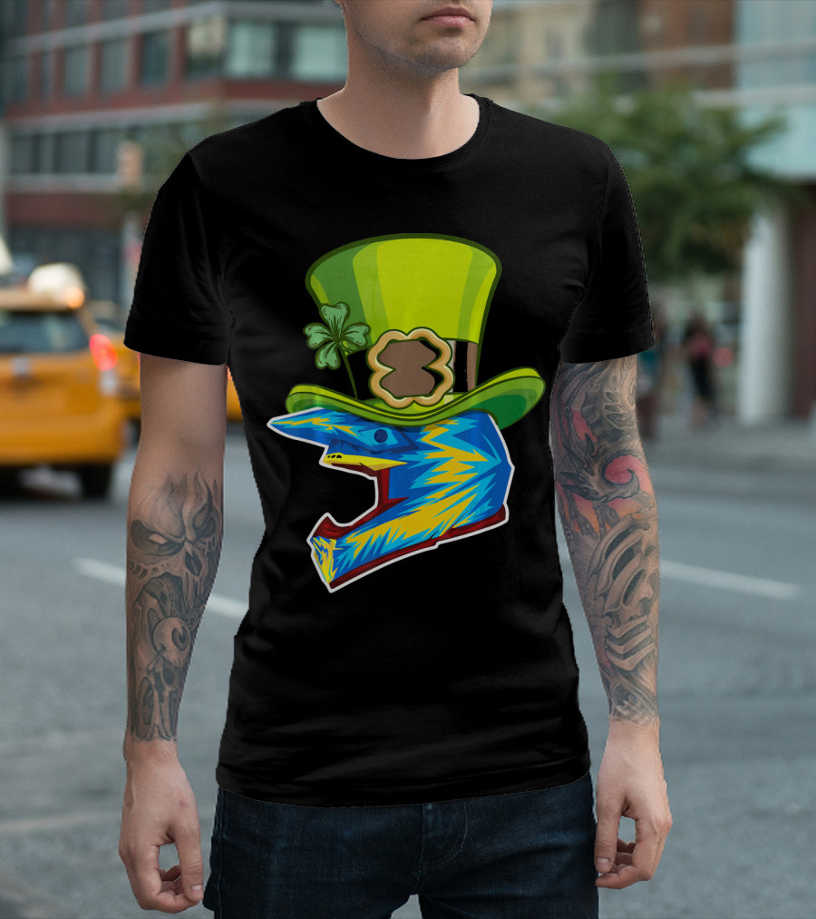 Motocross Leprechaun Shamrock Helmet T-Shirt