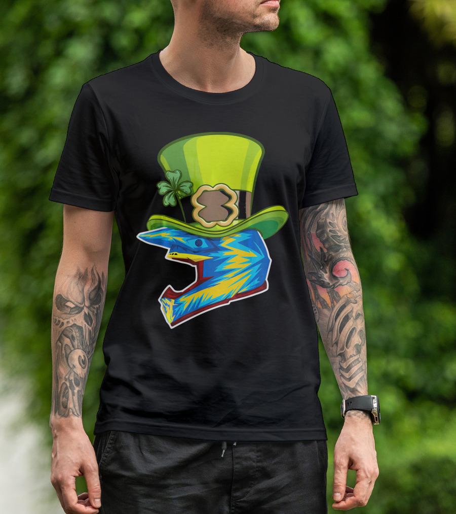 Motocross Leprechaun Shamrock Helmet T-Shirt