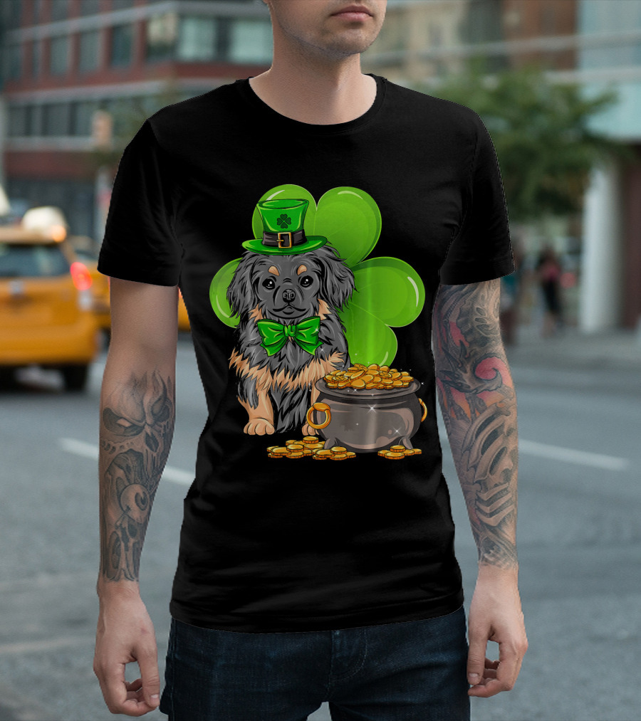 Pekingese St Patricks Day Leprechaun Dog Clover Hat Pot Of Gold T-Shirt