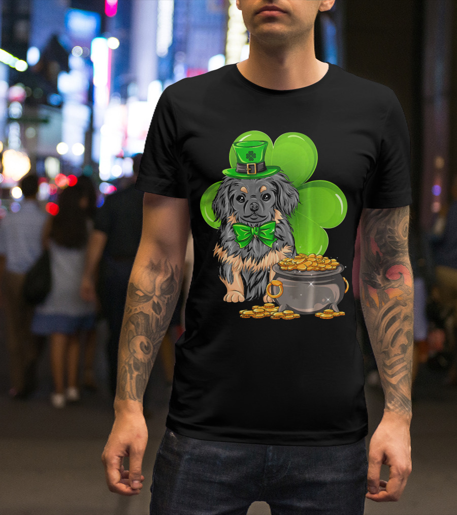 Pekingese St Patricks Day Leprechaun Dog Clover Hat Pot Of Gold T-Shirt