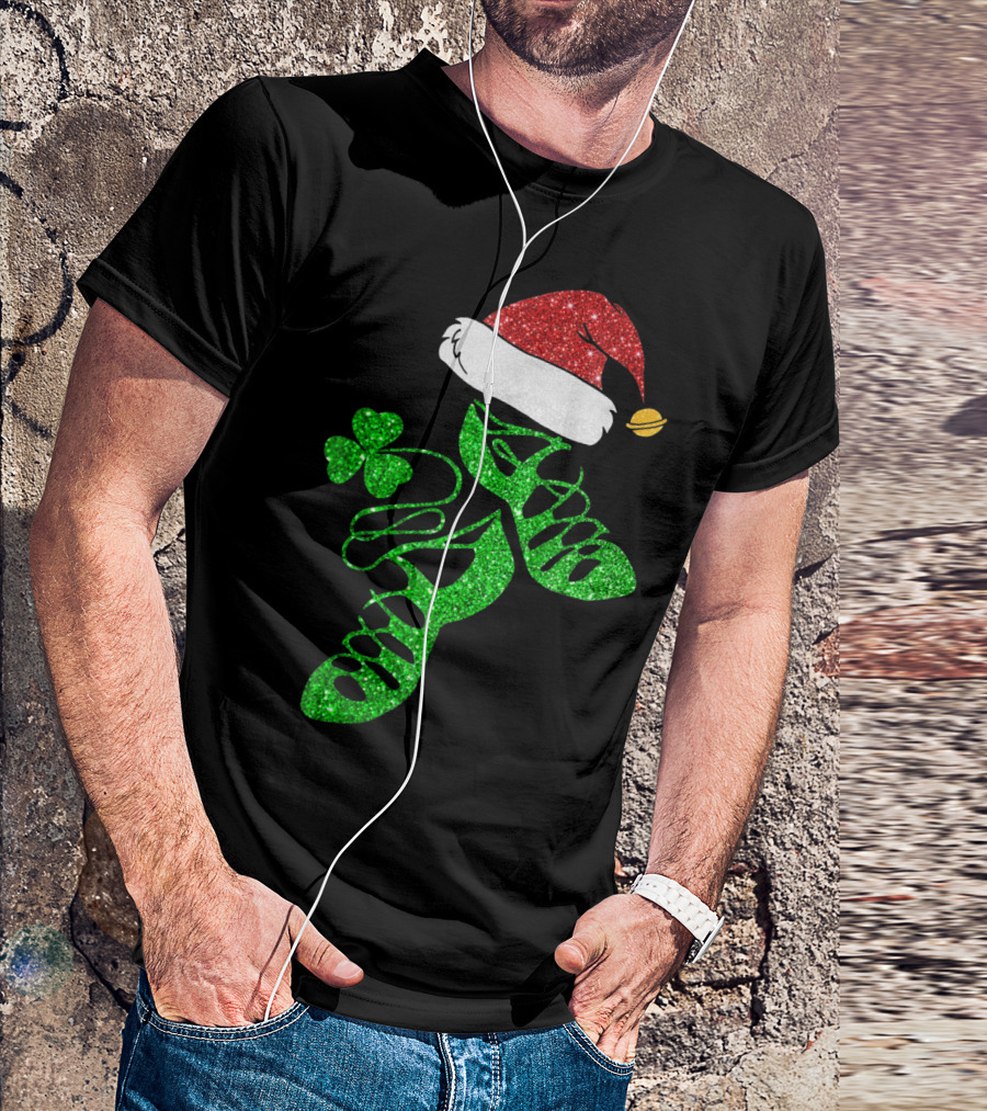 Santa Hat Irish Dance Shoes With Shamrock T-Shirt
