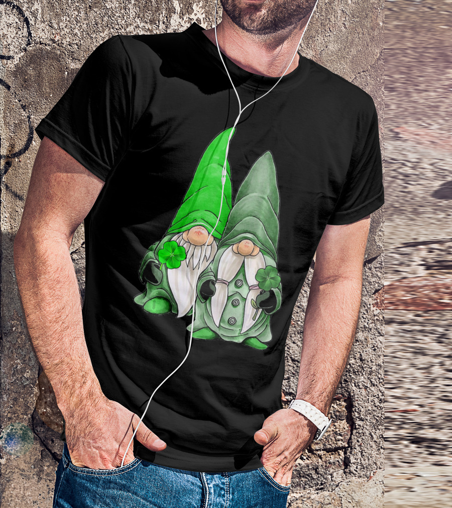 Green Gnomes Tomte Leprechaun Shamrock St. Patrick's Day Duo T-Shirt