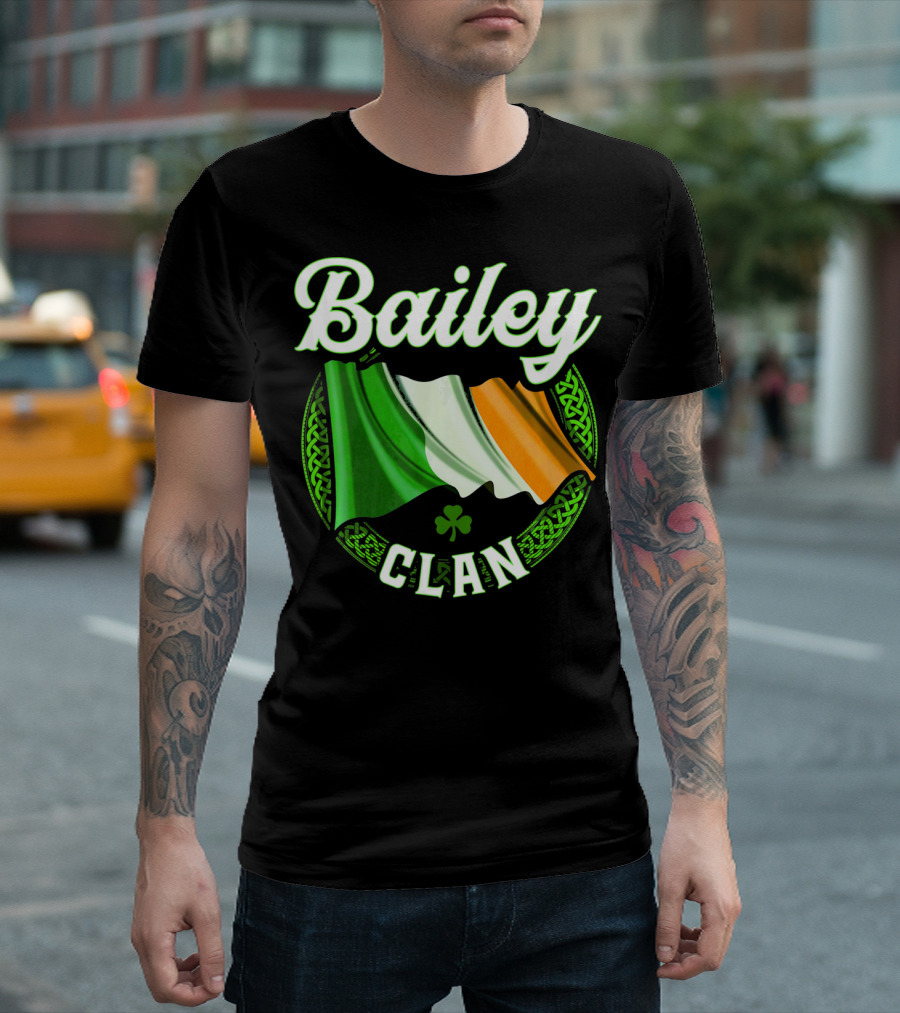 Bailey Clan Irish Flag Shamrock T-Shirt