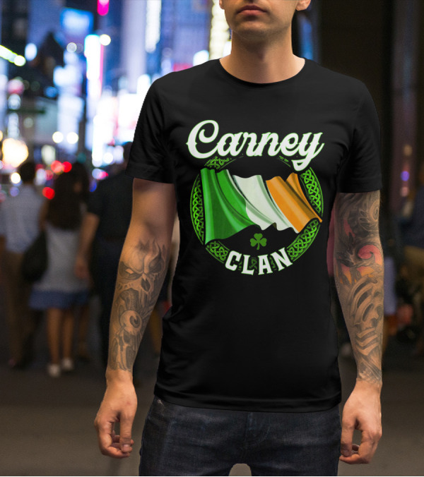 Carney Clan Irish Flag Ireland Celtic Knot Surname T-Shirt