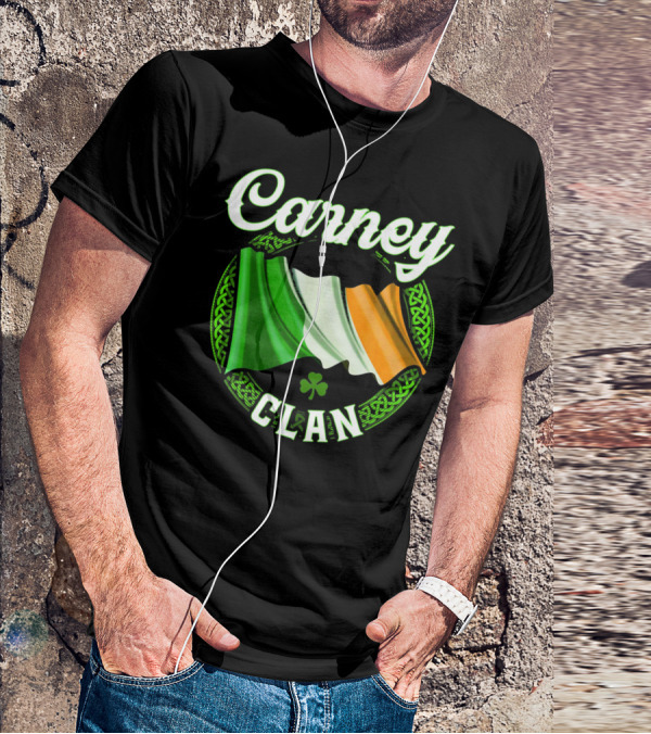 Carney Clan Irish Flag Ireland Celtic Knot Surname T-Shirt