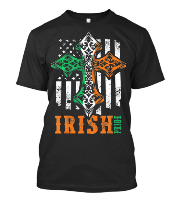 Irish Pride Celtic Cross American Flag Colors T-Shirt