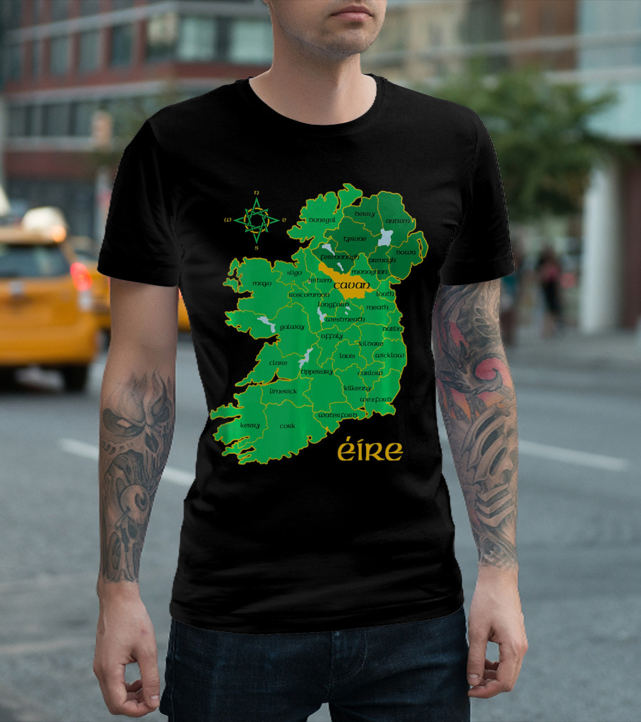 Cavan Éire Irish County Map Ireland T-Shirt