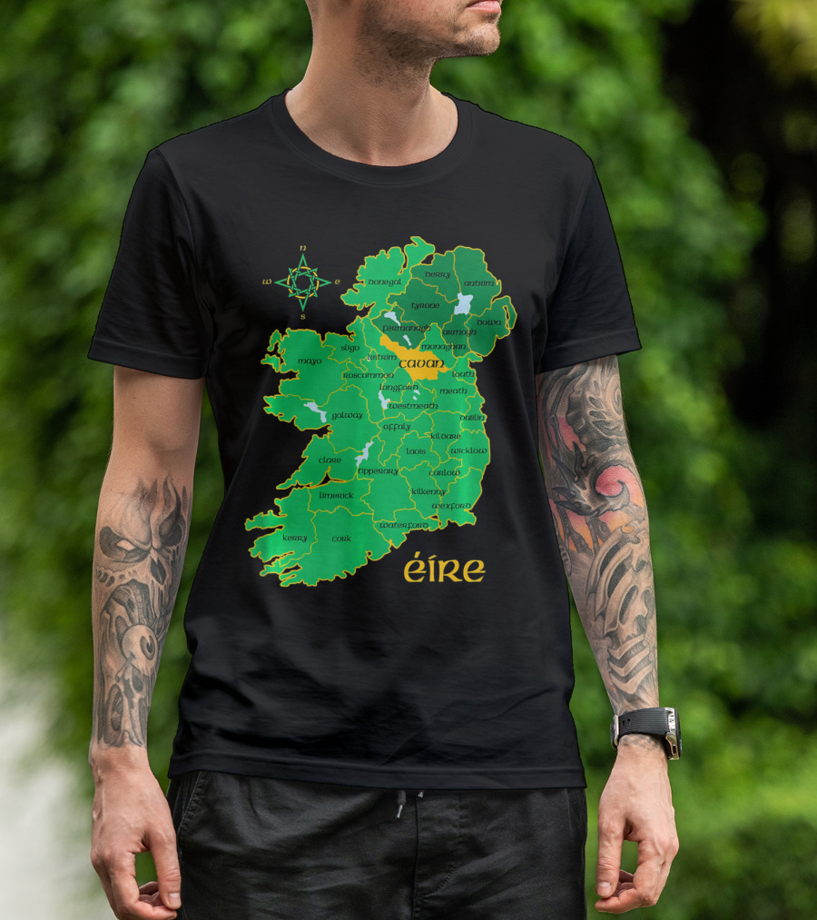 Cavan Éire Irish County Map Ireland T-Shirt