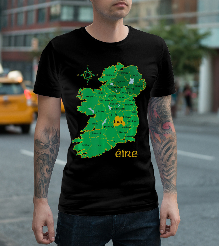 Laois Éire Ireland Irish County Map Compass T-Shirt