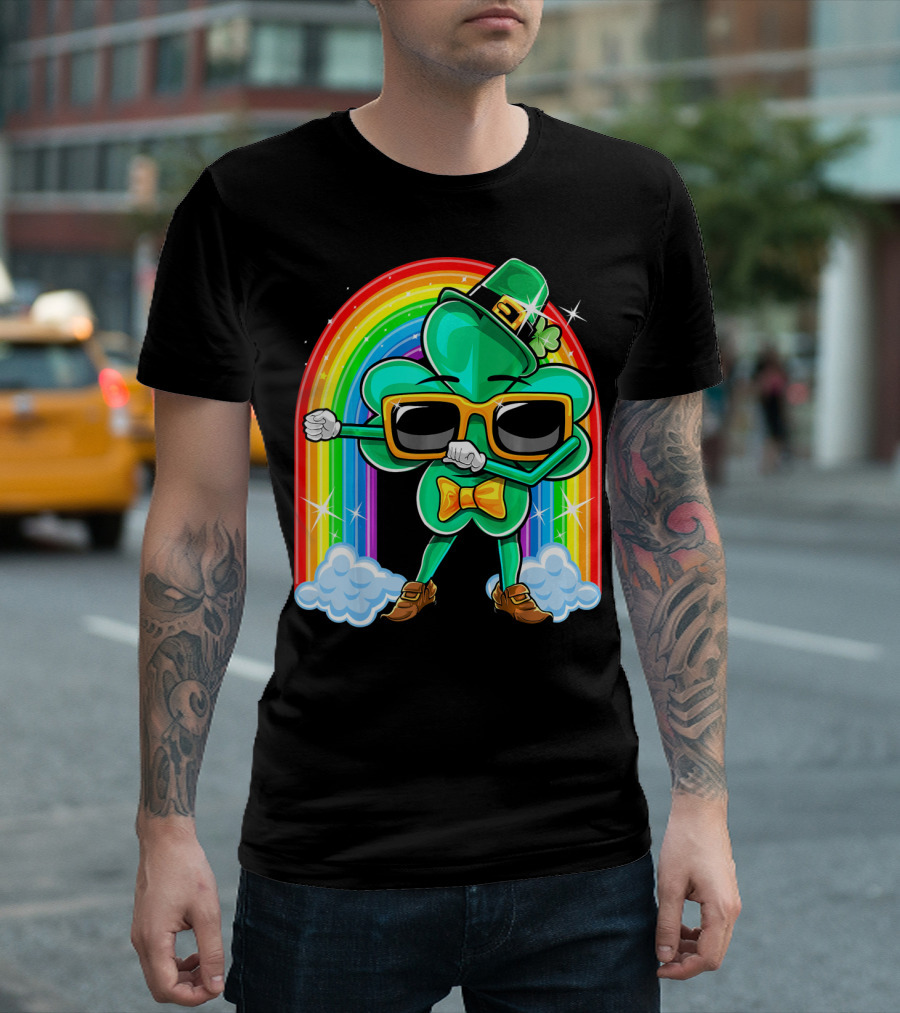 Flossing Shamrock St. Patricks Day Rainbow T-Shirt