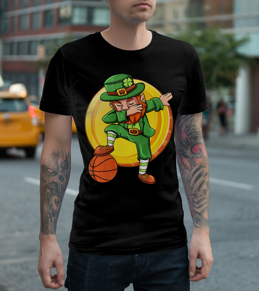 Dabbing Leprechaun Basketball St Patrick Coin T-Shirt