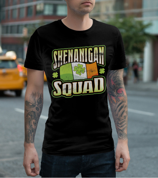Shenanigan Squad Irish Flag Clover Retro T-Shirt