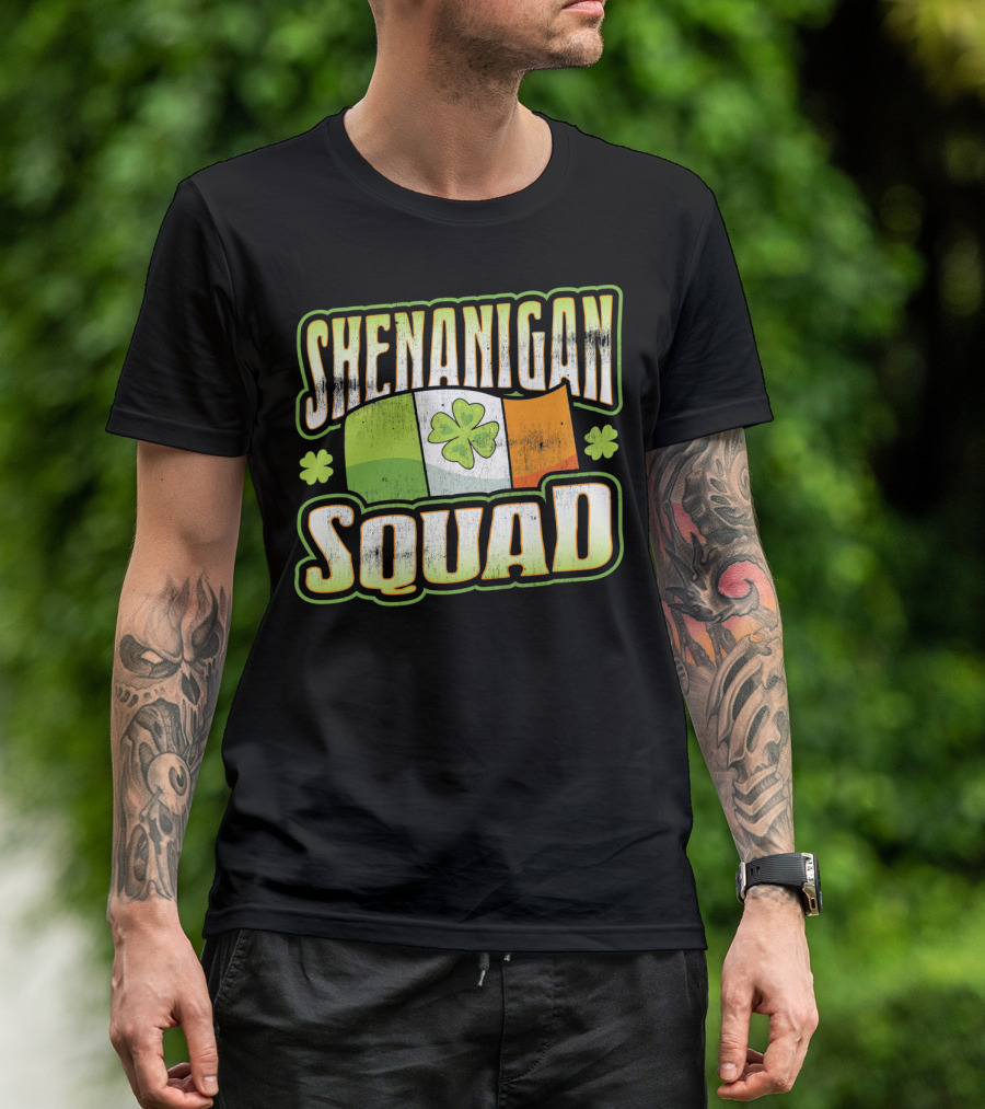 Shenanigan Squad Irish Flag Clover Retro T-Shirt