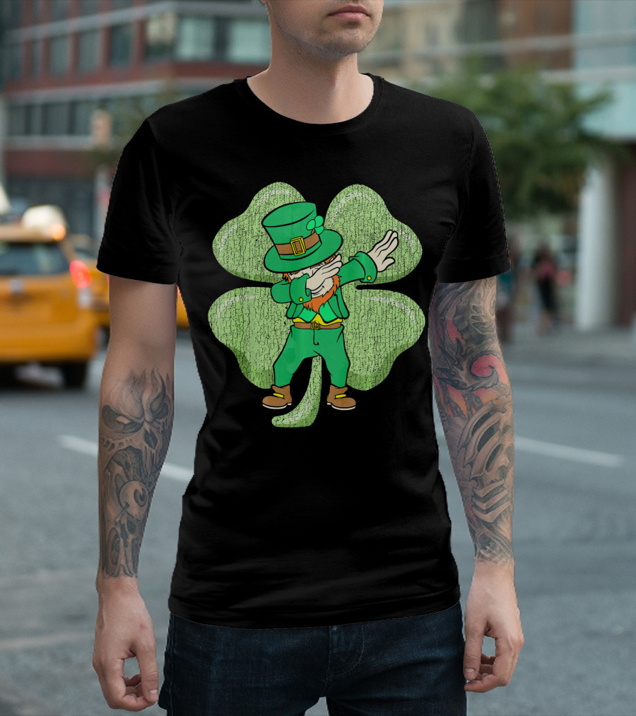 St. Patrick's Paddy's Irish Dabbing Leprechaun with Shamrock T-Shirt