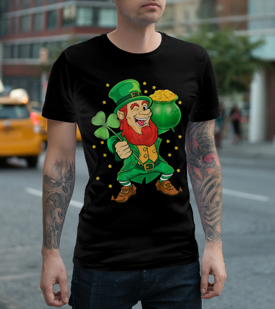St Patricks Day Leprechauns Pot Of Gold And Shamrock T-Shirt