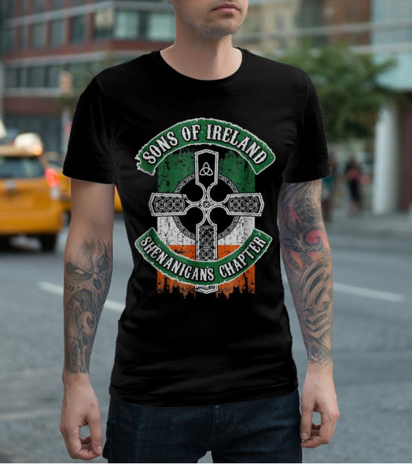 Sons Of Ireland Celtic Cross Flag Shenanigans Chapter T-Shirt