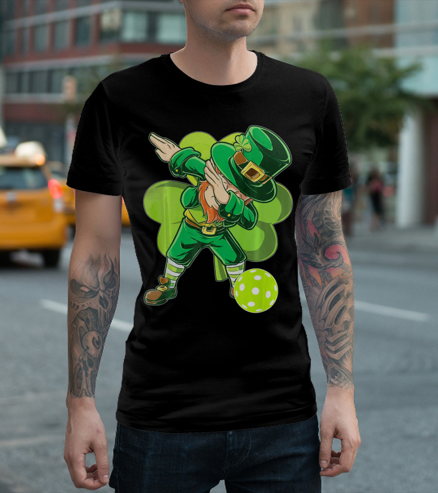 Funny Dabbing Leprechaun Pickleball Sport T-Shirt