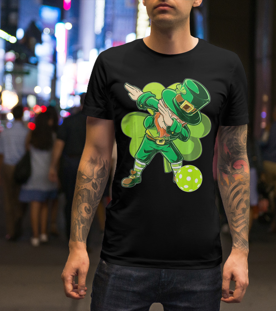 Funny Dabbing Leprechaun Pickleball Sport T-Shirt