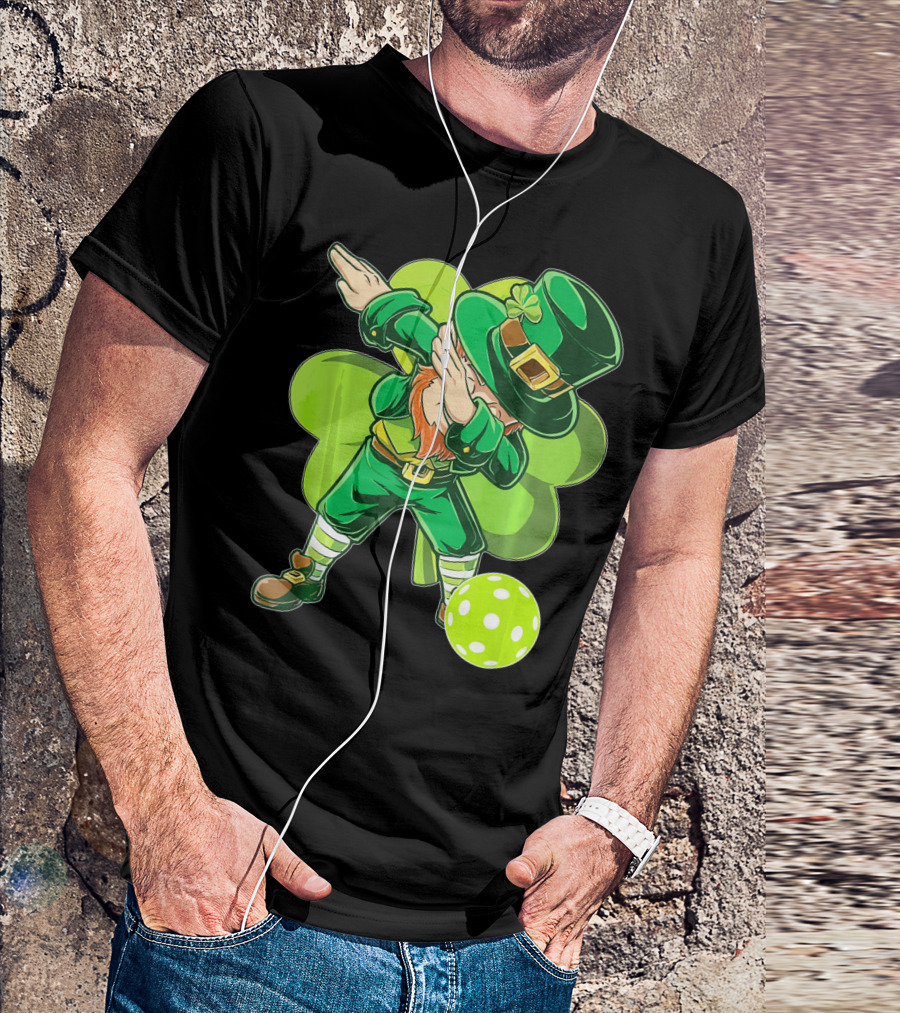 Funny Dabbing Leprechaun Pickleball Sport T-Shirt