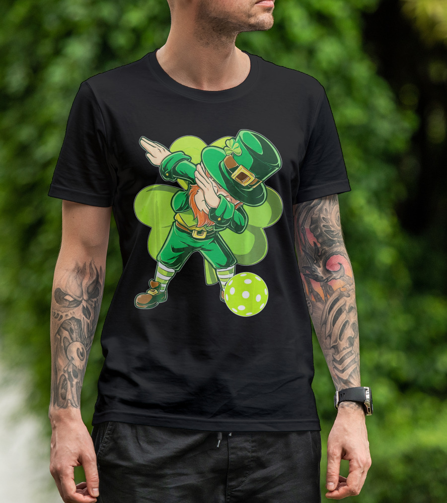 Funny Dabbing Leprechaun Pickleball Sport T-Shirt