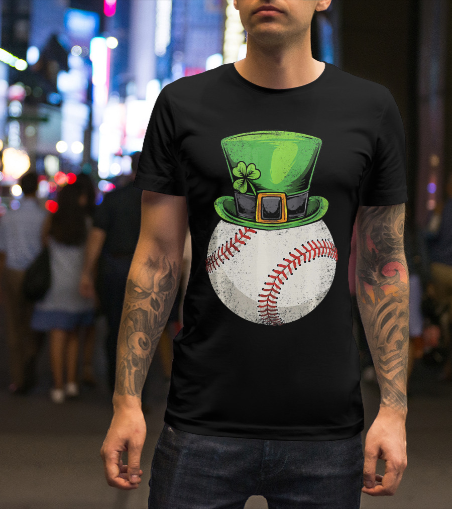 St Patricks Baseball Leprechaun Shamrock Hat T-Shirt