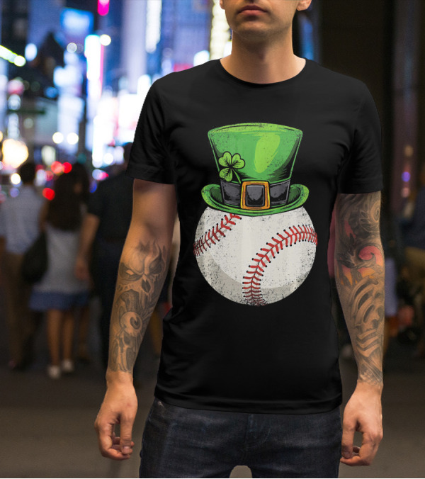 St Patricks Baseball Leprechaun Shamrock Hat T-Shirt