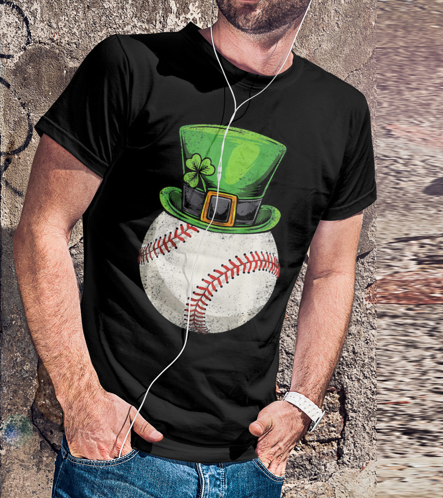 St Patricks Baseball Leprechaun Shamrock Hat T-Shirt