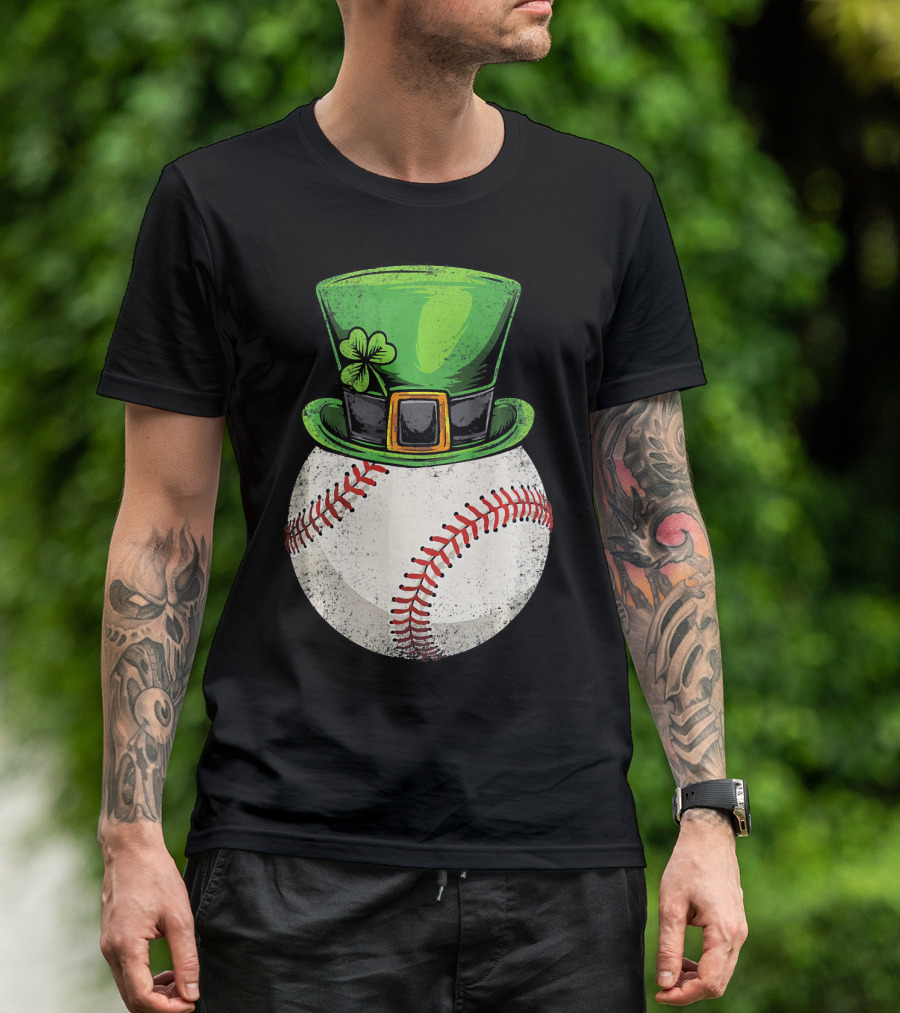 St Patricks Baseball Leprechaun Shamrock Hat T-Shirt
