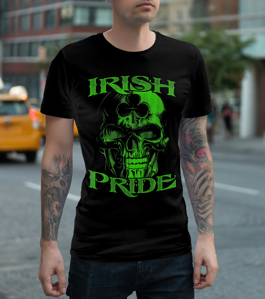 Irish Pride Shamrock Skull T-Shirt