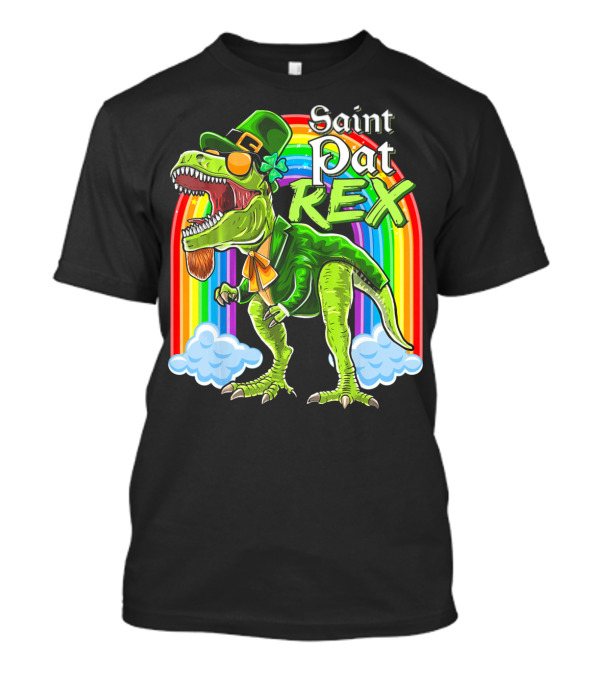 Saint Pat Rex Dinosaur Leprechaun Rainbow T-Shirt