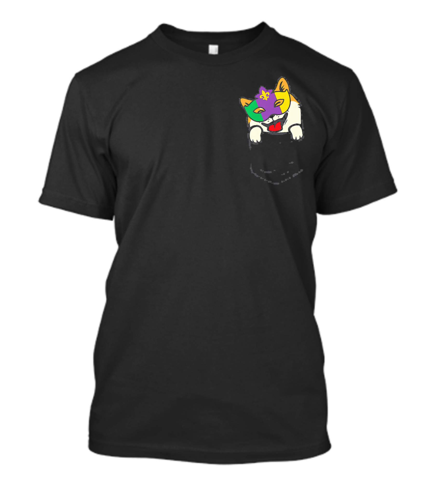 Shiba Inu Jester Mask Akita Dog Pocket T-Shirt