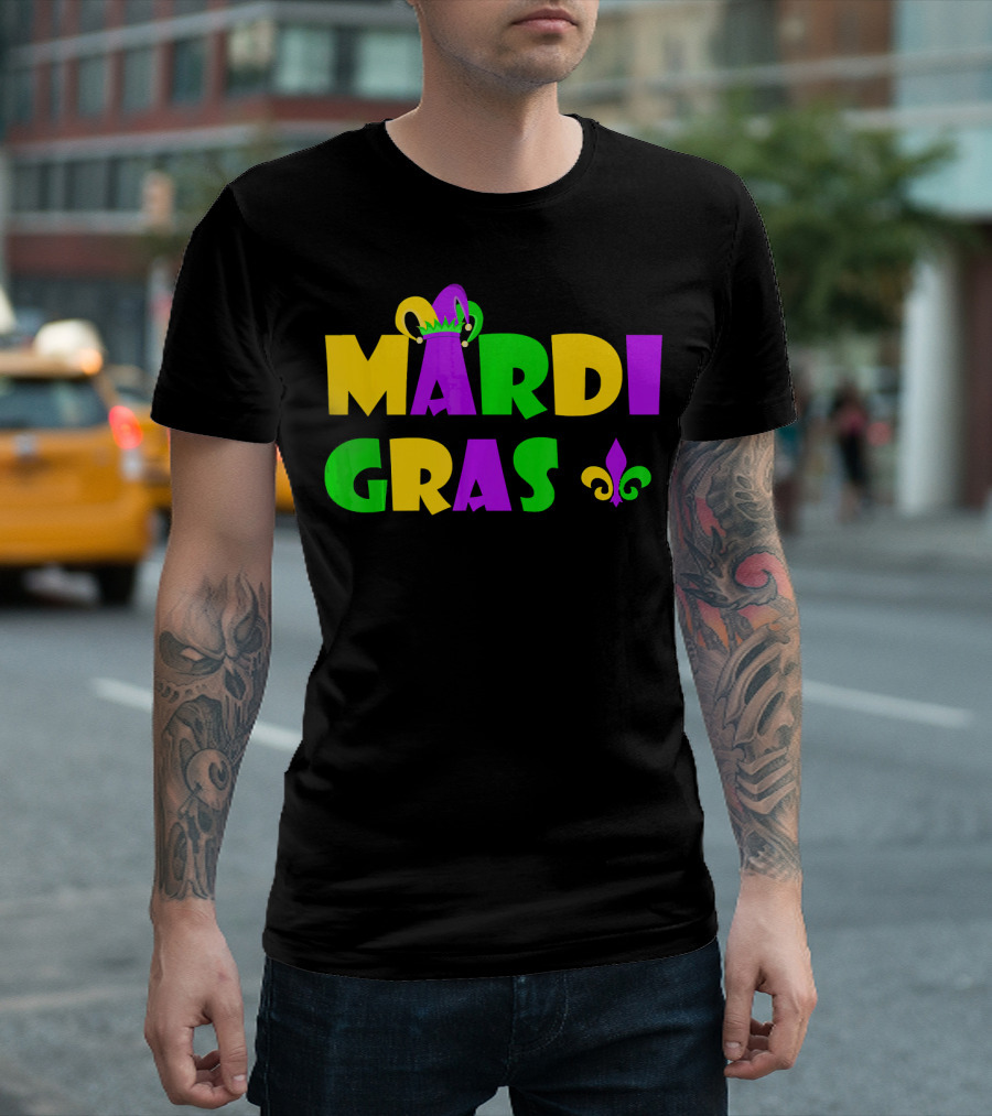 Mardi Gras Fun Party With Crown And Fleur-de-Lis T-Shirt