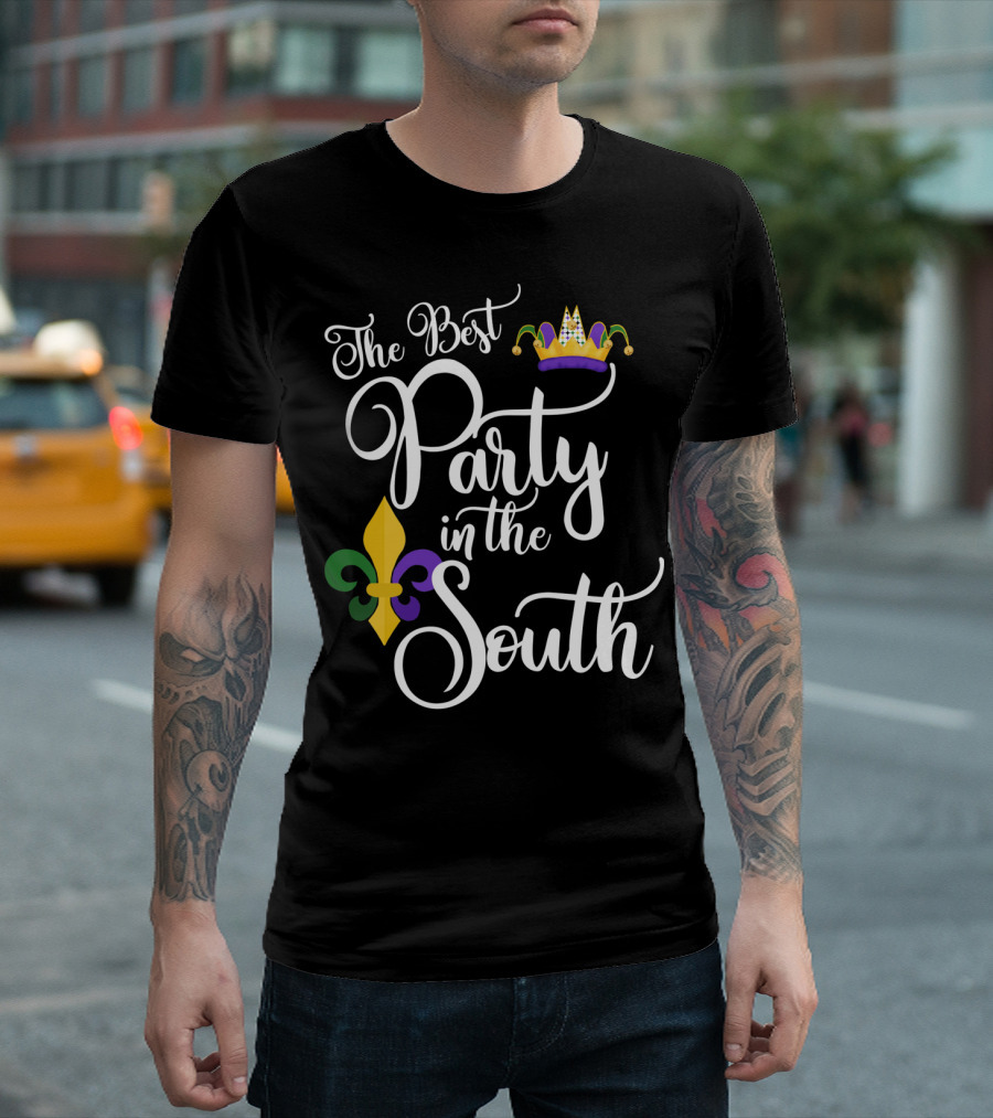 The Best Party In The South Mardi Gras Fleur-de-Lis Crown T-Shirt