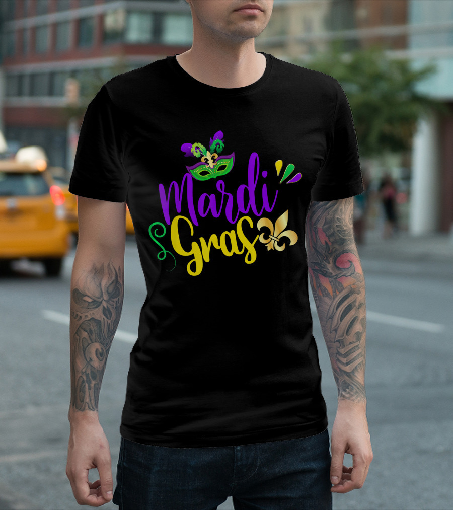 Mardi Gras Fleur-de-Lis Mask New Orleans Louisiana T-Shirt