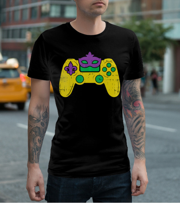 Mardi Gras Video Game Controller Gamer E Sports T-Shirt